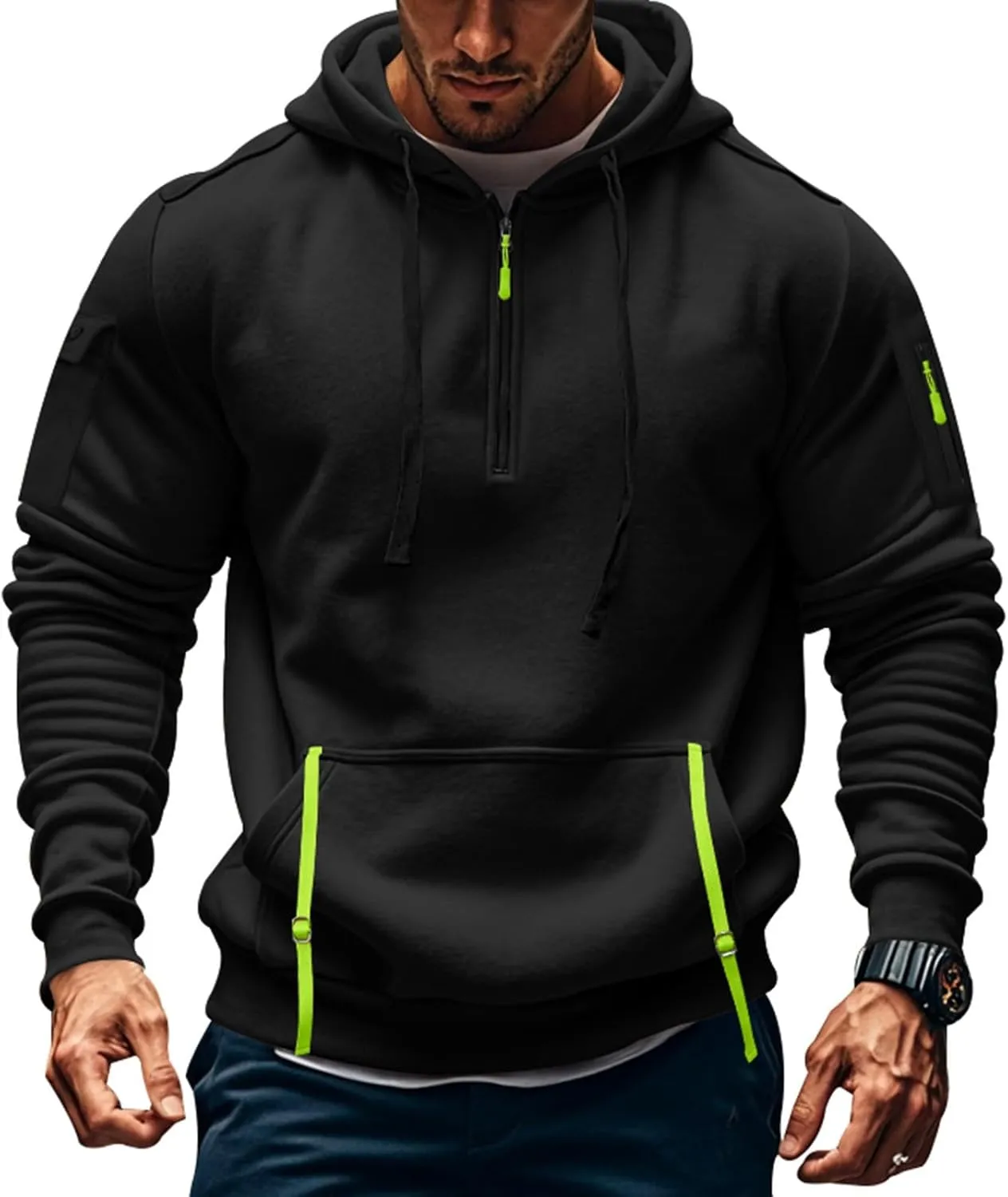Hoodies for Men Casual Pullover Sports with Zipper Drawstring Fall Tops Winter Men'S Fashion Hoodies & Sweatshirts