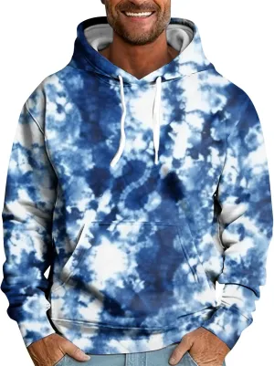 Hoodies For Men Fashion Tie Dye Print Hooded Mens Sweatshirt With Pocket Casual Workout Men'S Hoodies Pullover