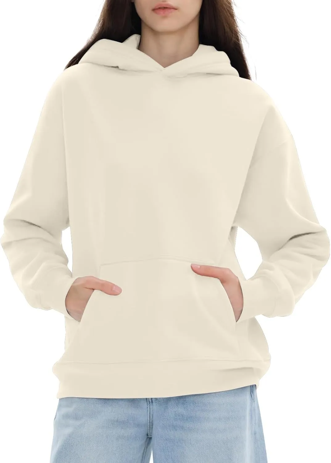 Hoodies for Women Fall Fashion 2024 Long Sleeve Outfits Tops Oversized Hoodies Solid Sweatshirt with Pocket