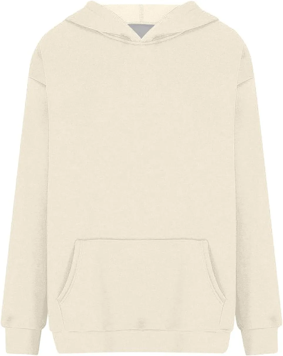 Hoodies for Women Fall Fashion 2024 Long Sleeve Outfits Tops Oversized Hoodies Solid Sweatshirt with Pocket