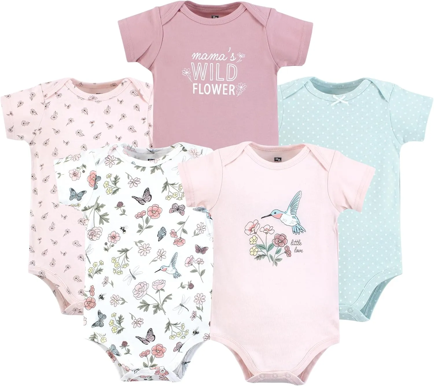 Hudson Baby baby-girls Cotton Bodysuits 5-pack