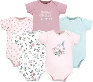 Hudson Baby baby-girls Cotton Bodysuits 5-pack