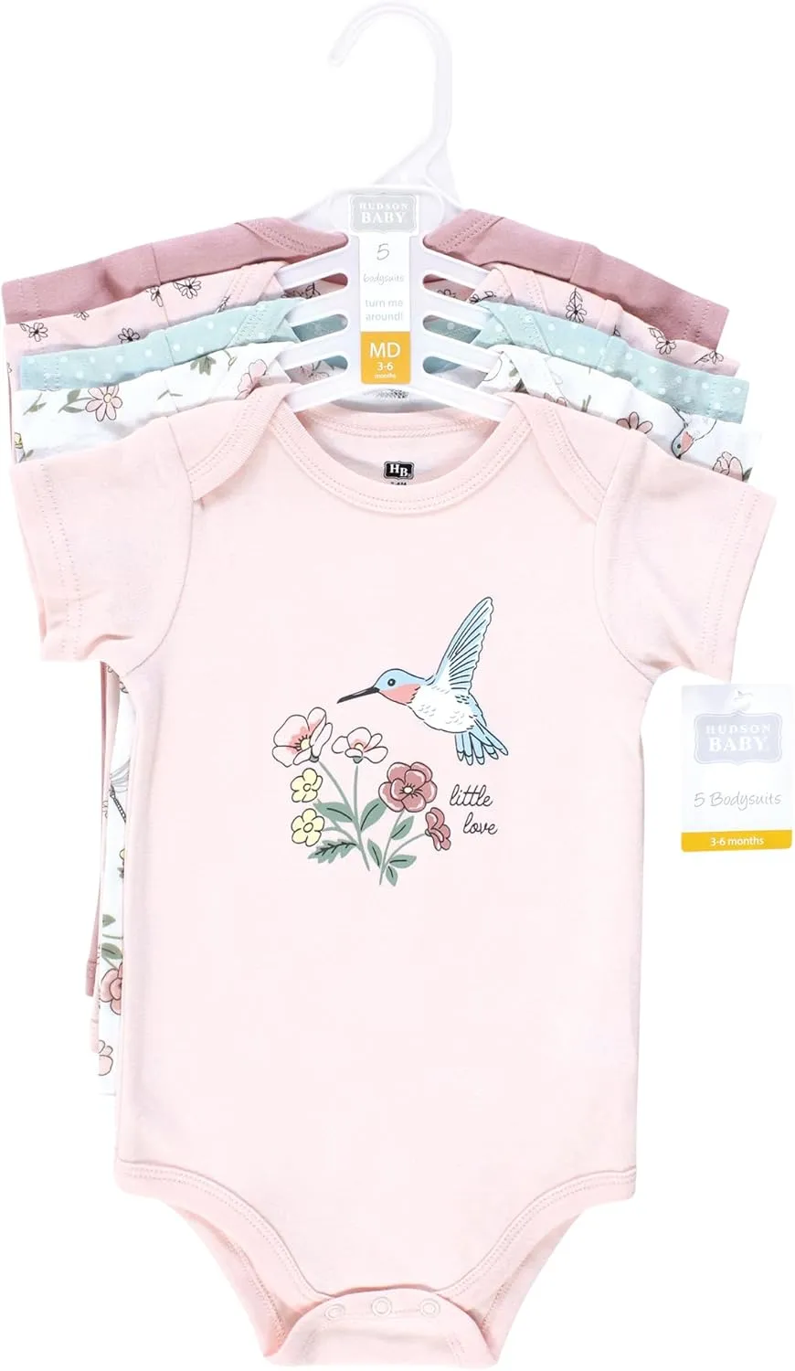 Hudson Baby baby-girls Cotton Bodysuits 5-pack