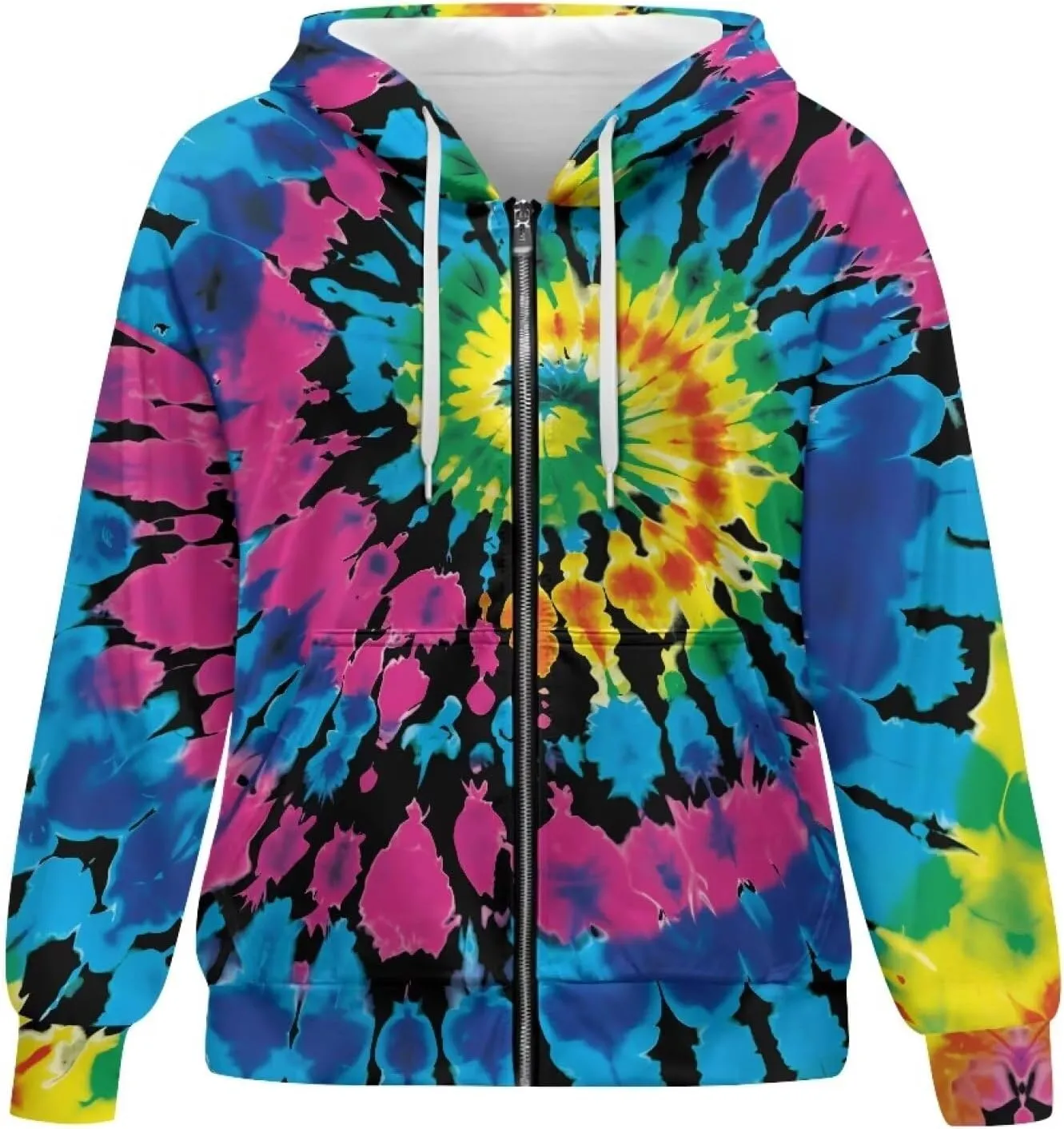 HUGS IDEA Women's Drawstring Zip Up Cute Hoodies Fall Jacket Oversized Casual Sweatshirts with Pocket