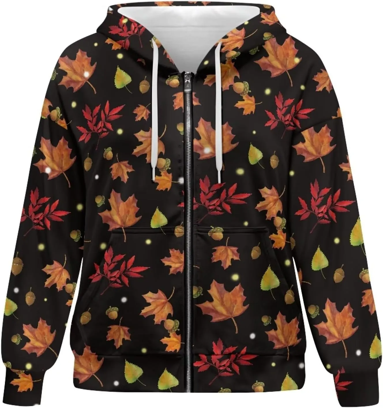 HUGS IDEA Women's Drawstring Zip Up Cute Hoodies Fall Jacket Oversized Casual Sweatshirts with Pocket