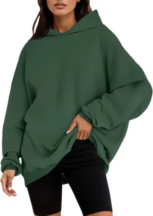 iLH Womens Oversized Hoodies Solid Color Pullover Hooded Sweatshirts For Women Fall Winter Leisure Streetwear Hoodies