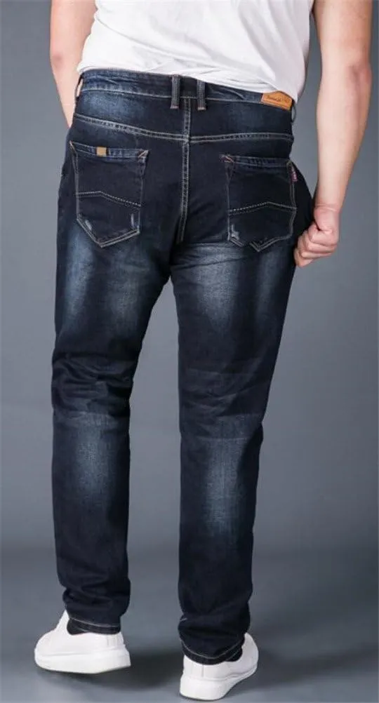 Jeans for Men Relaxed Fit,Big and Tall Loose Fit Black Straight Leg Stretch Denim Jeans Plus Size