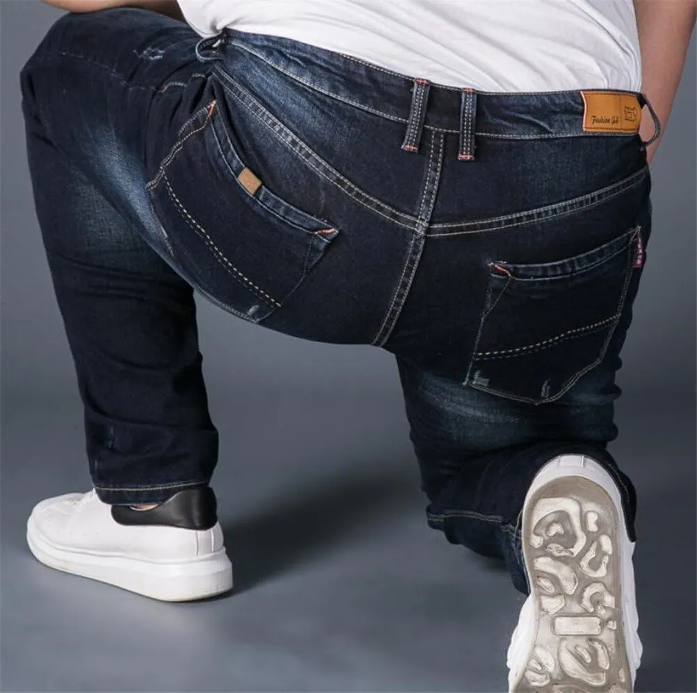 Jeans for Men Relaxed Fit,Big and Tall Loose Fit Black Straight Leg Stretch Denim Jeans Plus Size