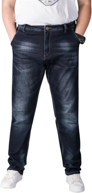 Jeans for Men Relaxed Fit,Big and Tall Loose Fit Black Straight Leg Stretch Denim Jeans Plus Size