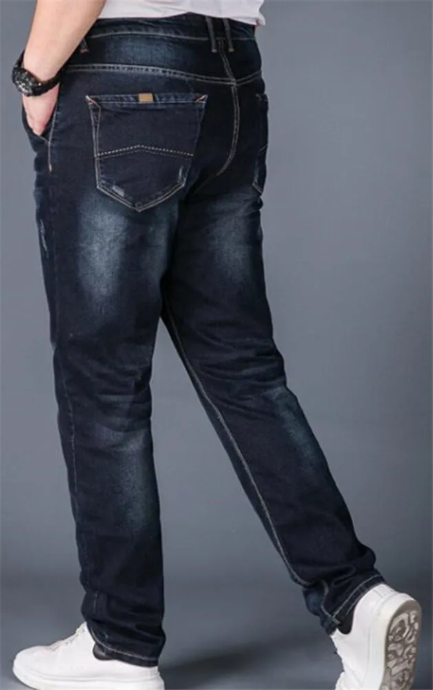 Jeans for Men Relaxed Fit,Big and Tall Loose Fit Black Straight Leg Stretch Denim Jeans Plus Size