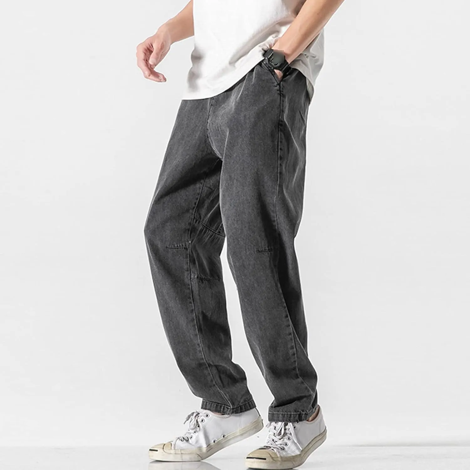 JEShifangjiusu Men's Straight Fit Jeans Casual Baggy Jeans Loose Fit Wide Leg Trousers Relaxed Fit Streetwear Denim Pants