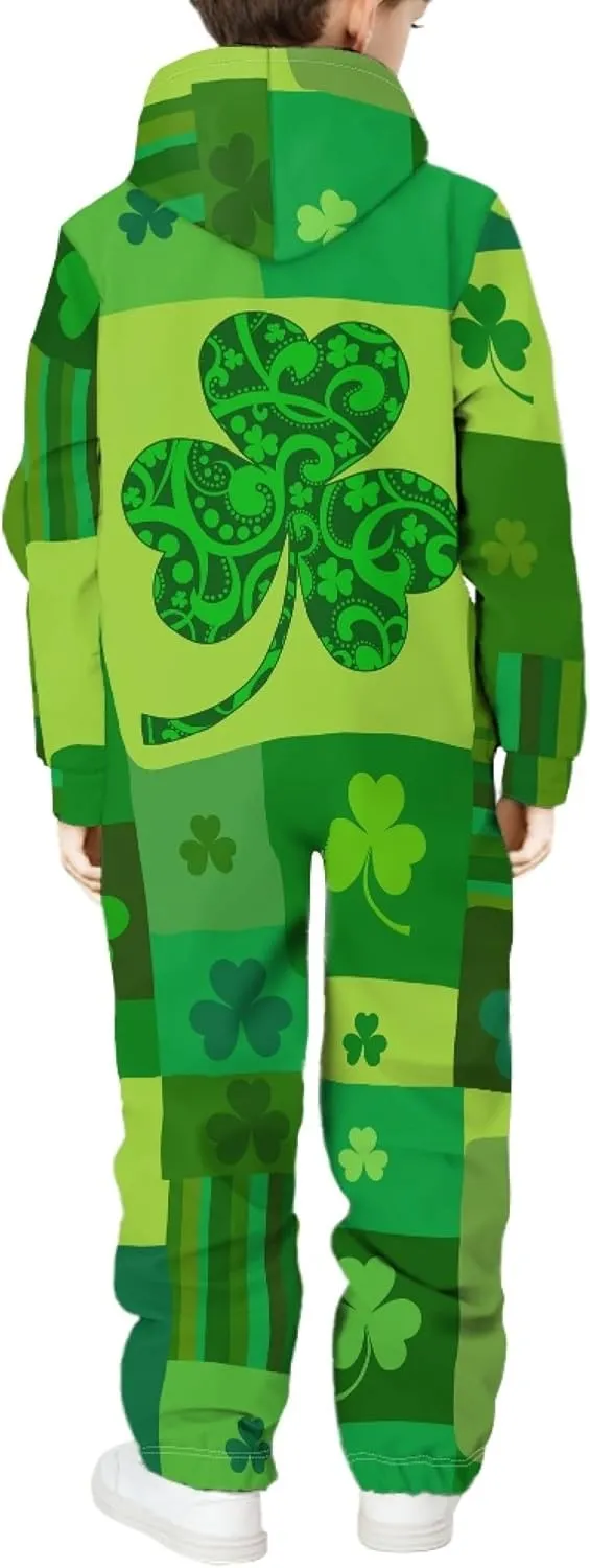 Kids 3D Galaxy Novelty Print Sky Graphic Jumpsuits Zip Up Hoodie One Piece Rompers Boys Girls
