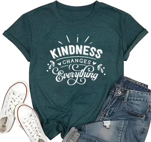 Kindness Shirt for Women Summer Casual Short Sleeve Inspirational Tee Tops