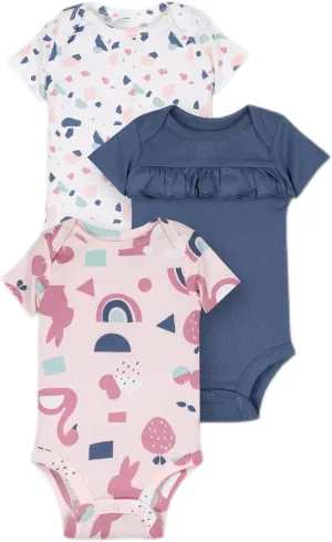Lamaze Organic Baby baby-girls Short Sleeve Pastel Cuties Bodysuits, Sleep Wear