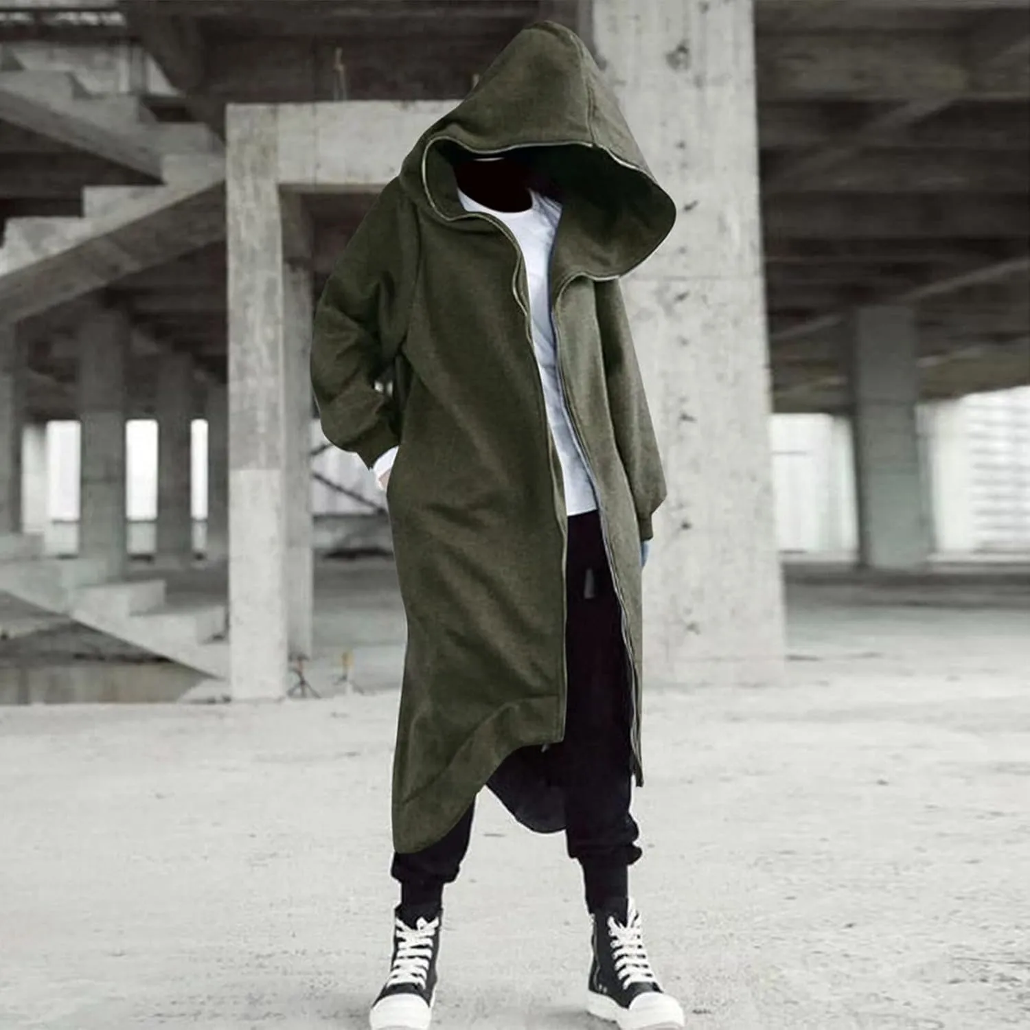 LCMTWX Men's Hooded Fleece Sweatshirt Large Size Sweater Jacket With Zip Pockets Graphic Drawstring Pullover Long Sleeve