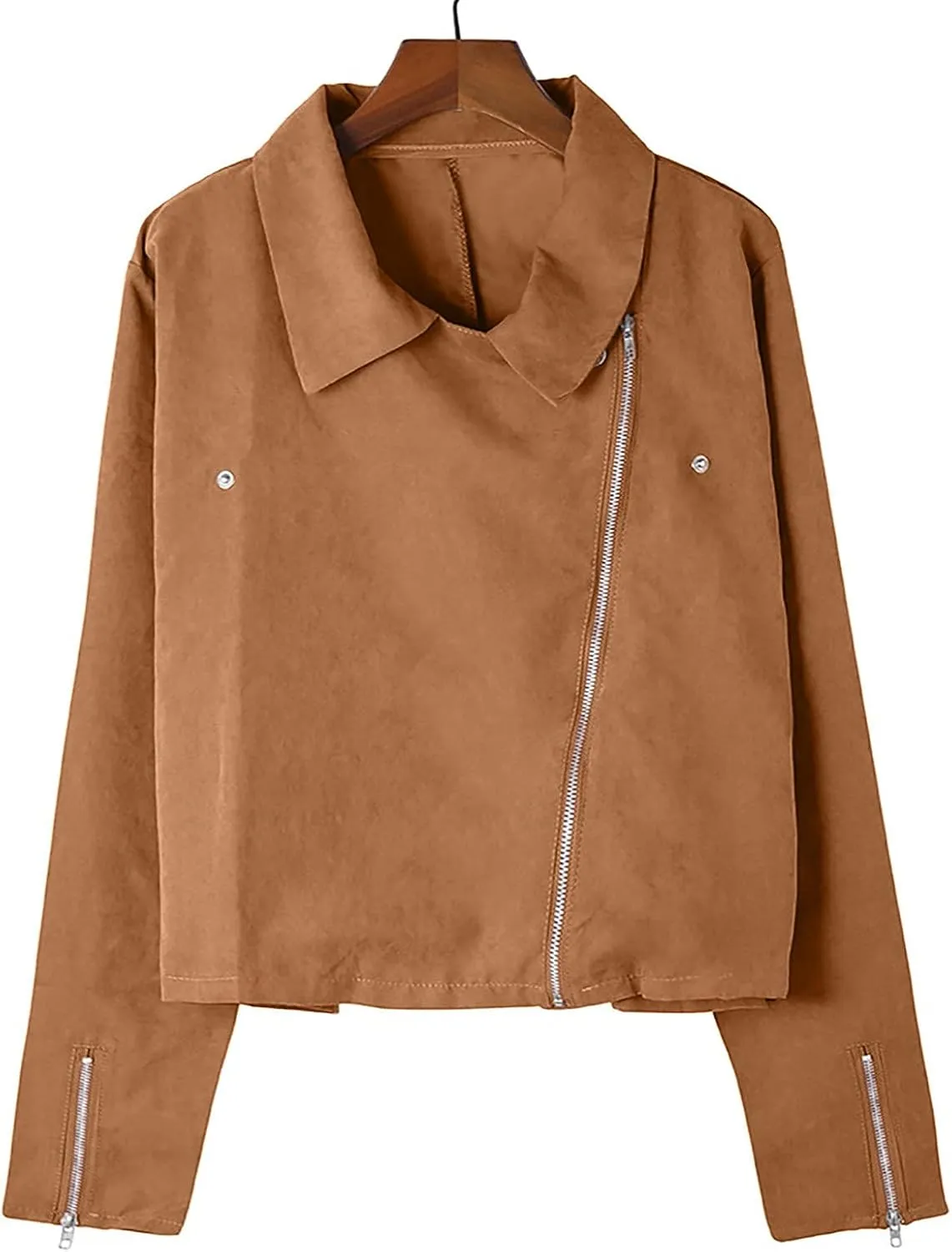 Leather Jacket for Women Fashion Zip Up PU Leather Motorcycle Jacket Casual Slim Short Leather Coat Moto Biker