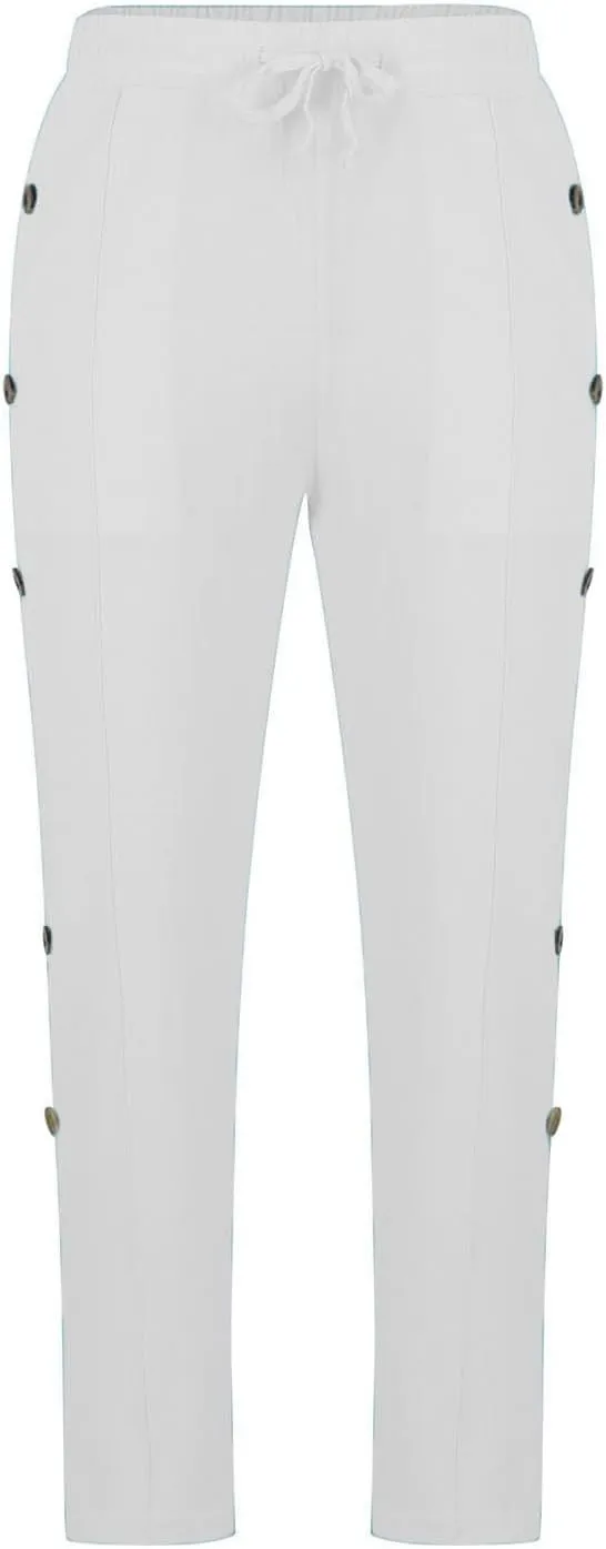 Linen Pants Mens Casual Pants Relaxed-Fit Beach Pants Summer Trousers Soft Elastic Waist Pants