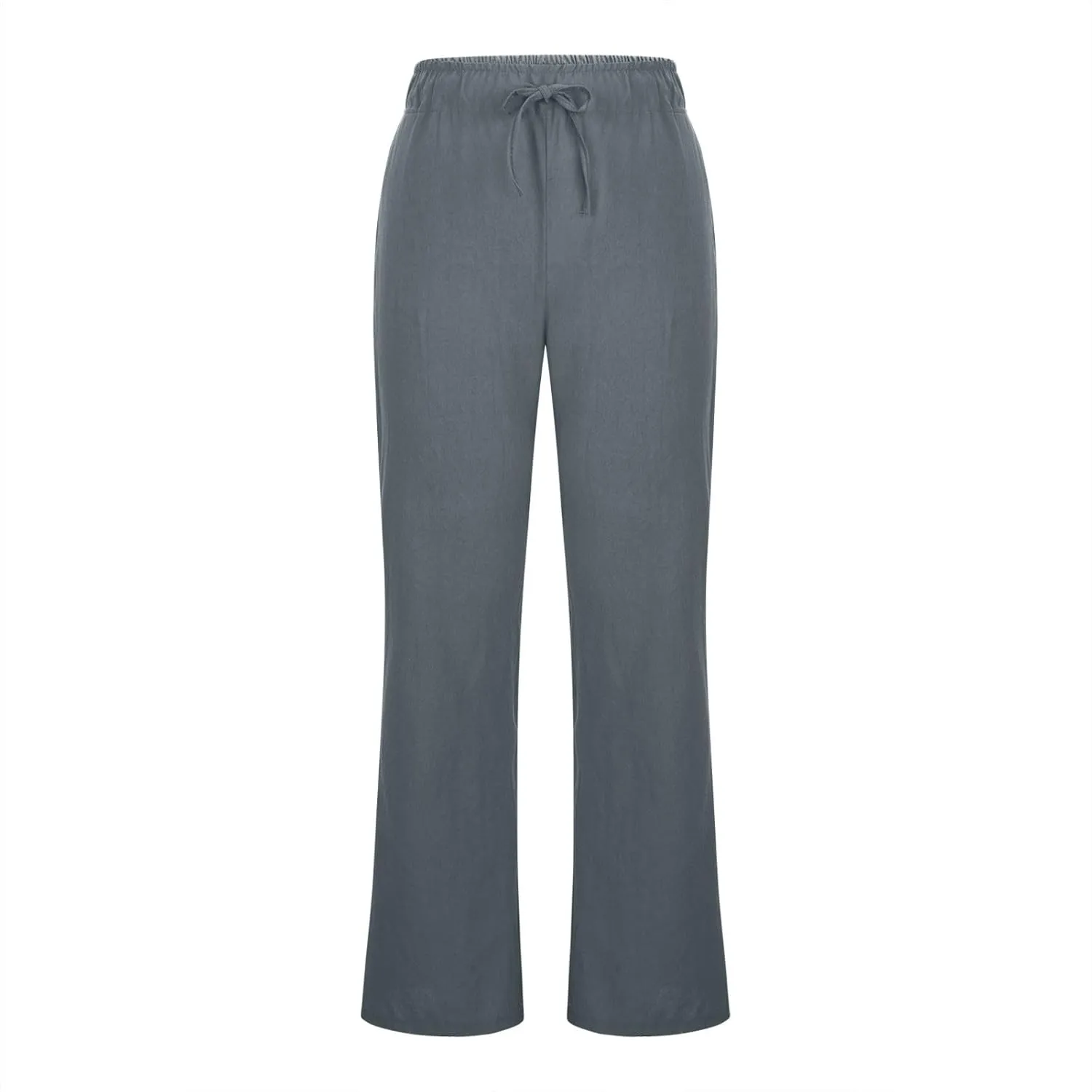Linen Pants Women High Waisted Flare Palazzo Pants Summer Wide Leg Pants Elastic Waist Beach Pants Lounge Trousers