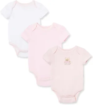 Little Me Baby Girls' 3-Pack 100% Cotton Scratch Free Tag Bodysuits