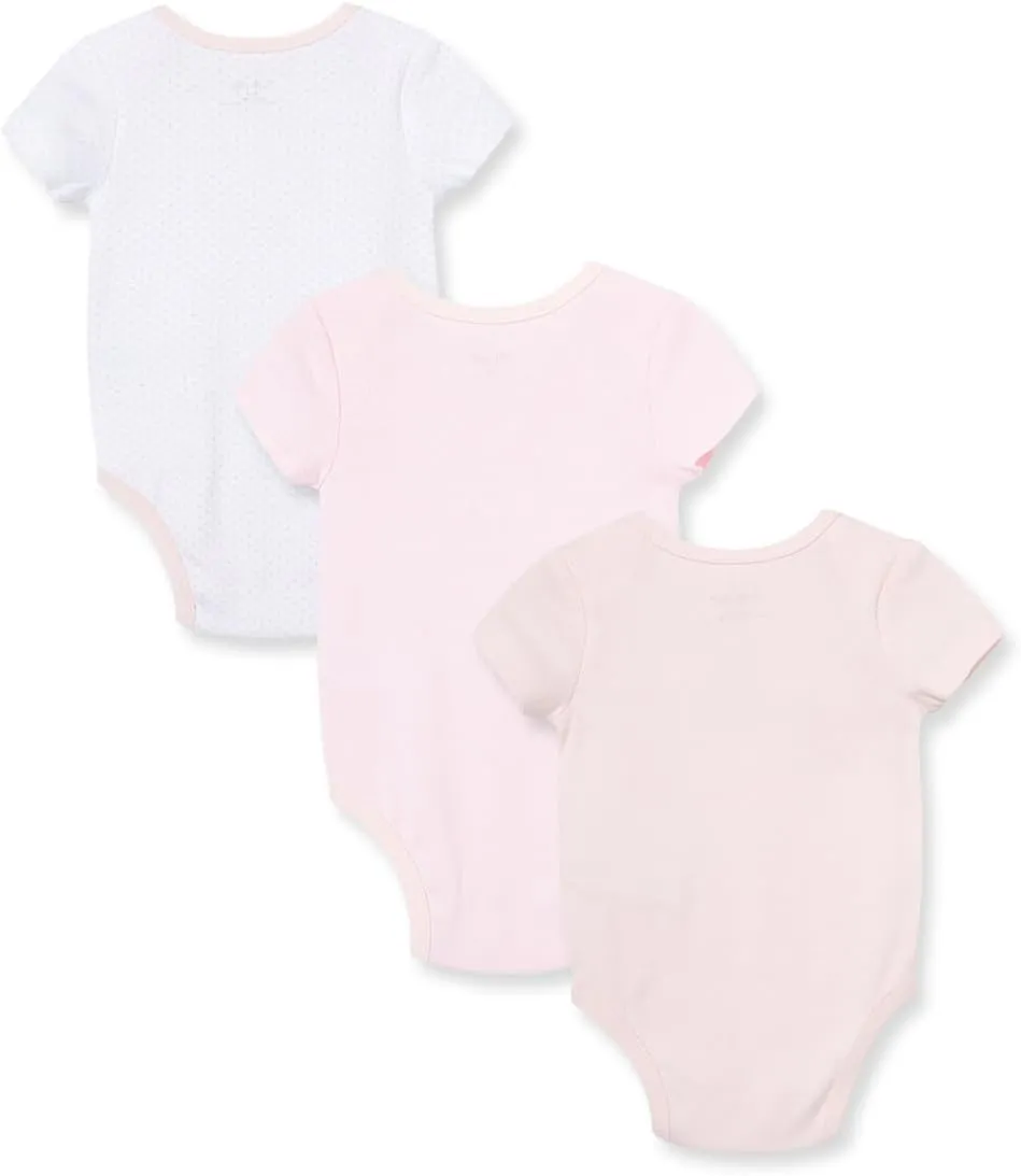 Little Me Baby Girls' 3-Pack 100% Cotton Scratch Free Tag Bodysuits