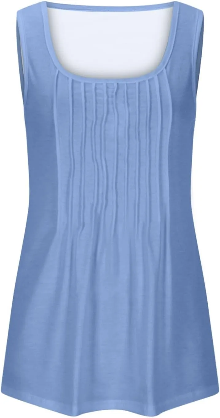 Lmdudan Plus Size Tank Tops for Women Fashion Solid Color Sleeveless U Neck Tees 2024 Summer Loose Flowy Casual Comfy Shirts