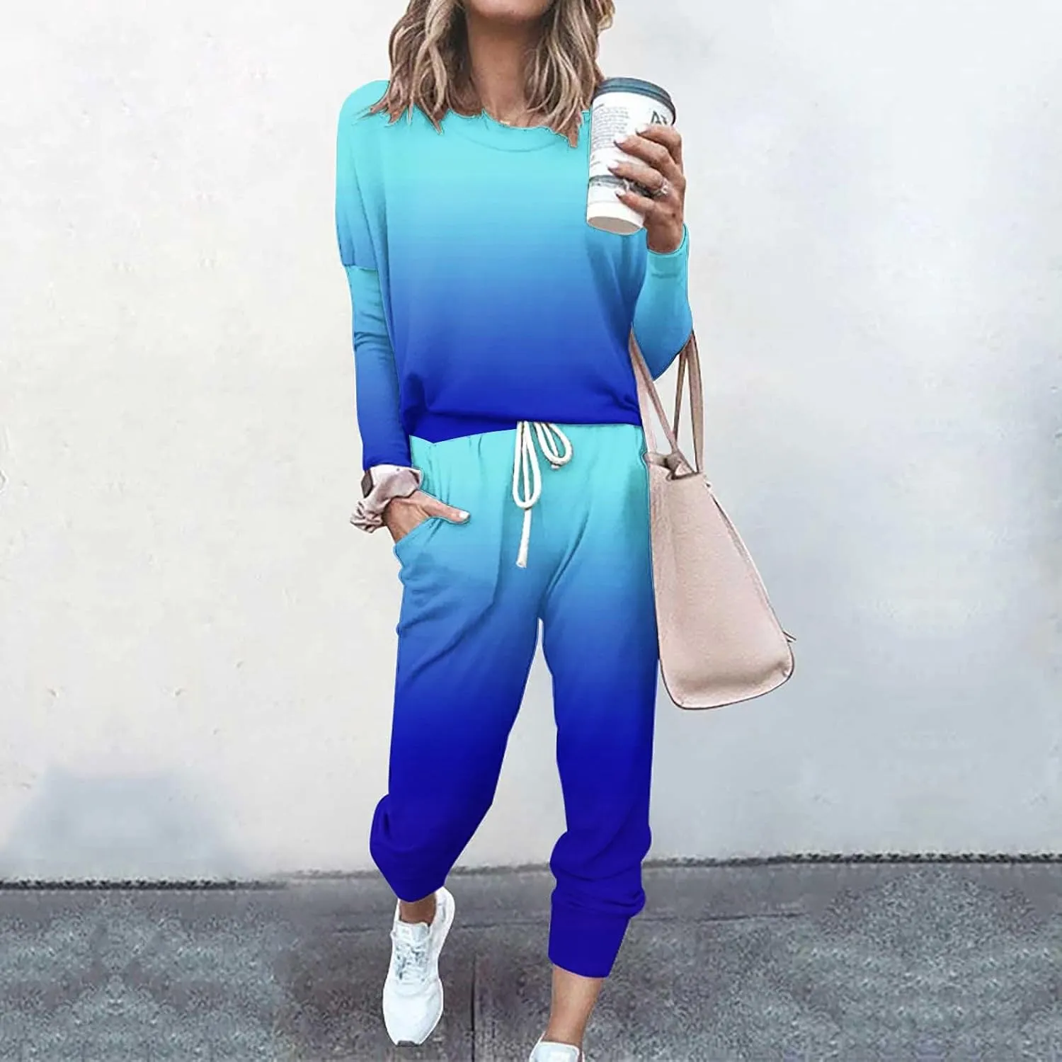 Lounge Sets for Women-2 Piece Sets for Women Jogger Sets for Women Long Sleeve Crewneck Sweatshirts With Sweatpant