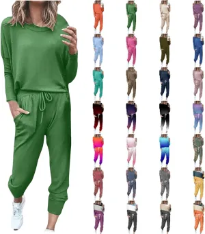 Lounge Sets for Women-2 Piece Sets for Women Jogger Sets for Women Long Sleeve Crewneck Sweatshirts With Sweatpant