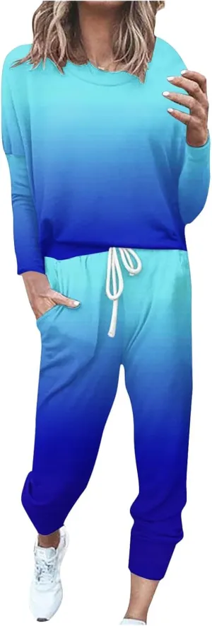 Lounge Sets for Women-2 Piece Sets for Women Jogger Sets for Women Long Sleeve Crewneck Sweatshirts With Sweatpant