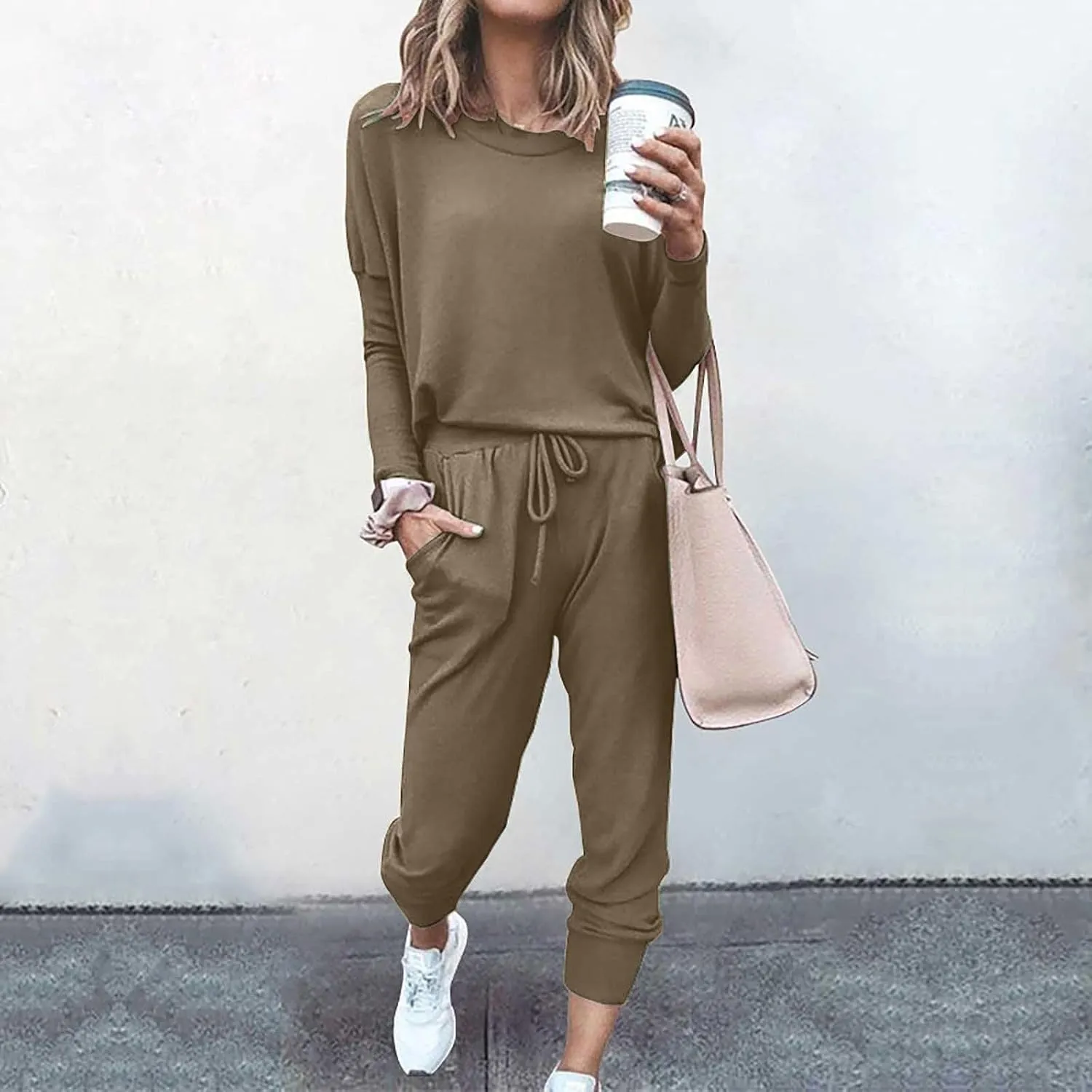 Lounge Sets for Women-2 Piece Sets for Women Jogger Sets for Women Long Sleeve Crewneck Sweatshirts With Sweatpant