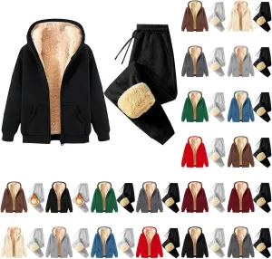 Lounge Sets for Women 2 Piece Winter Warm Outfits Fleece Lined Sets Full Zip Jacket Sweat Pants Cozy Tracksuits 2024