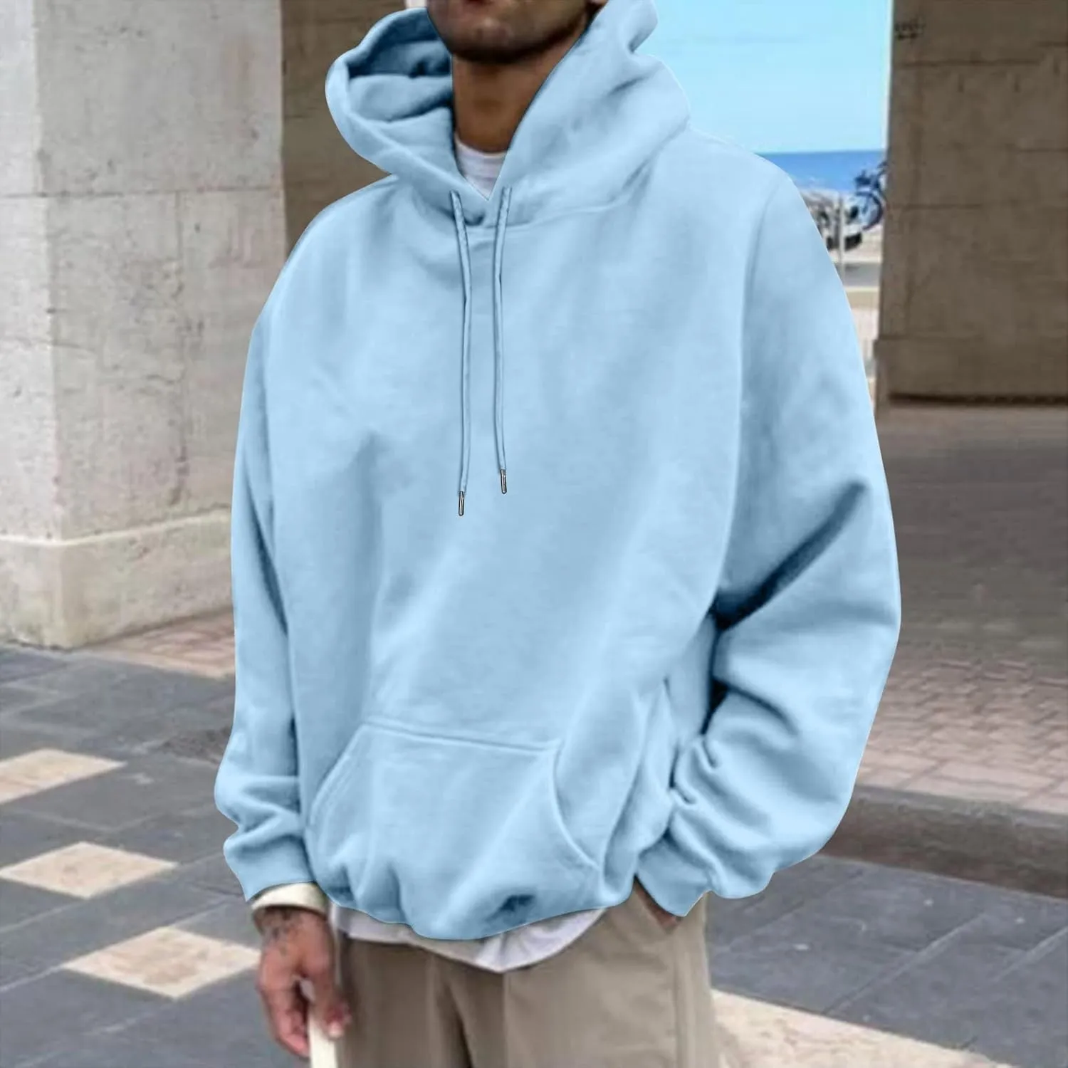 Love Like Jesus Hoodies for Men Letter Graphic Christian Faith Hoodies with Pocket Long Sleeve Drawstring Hooded Sweatshirts