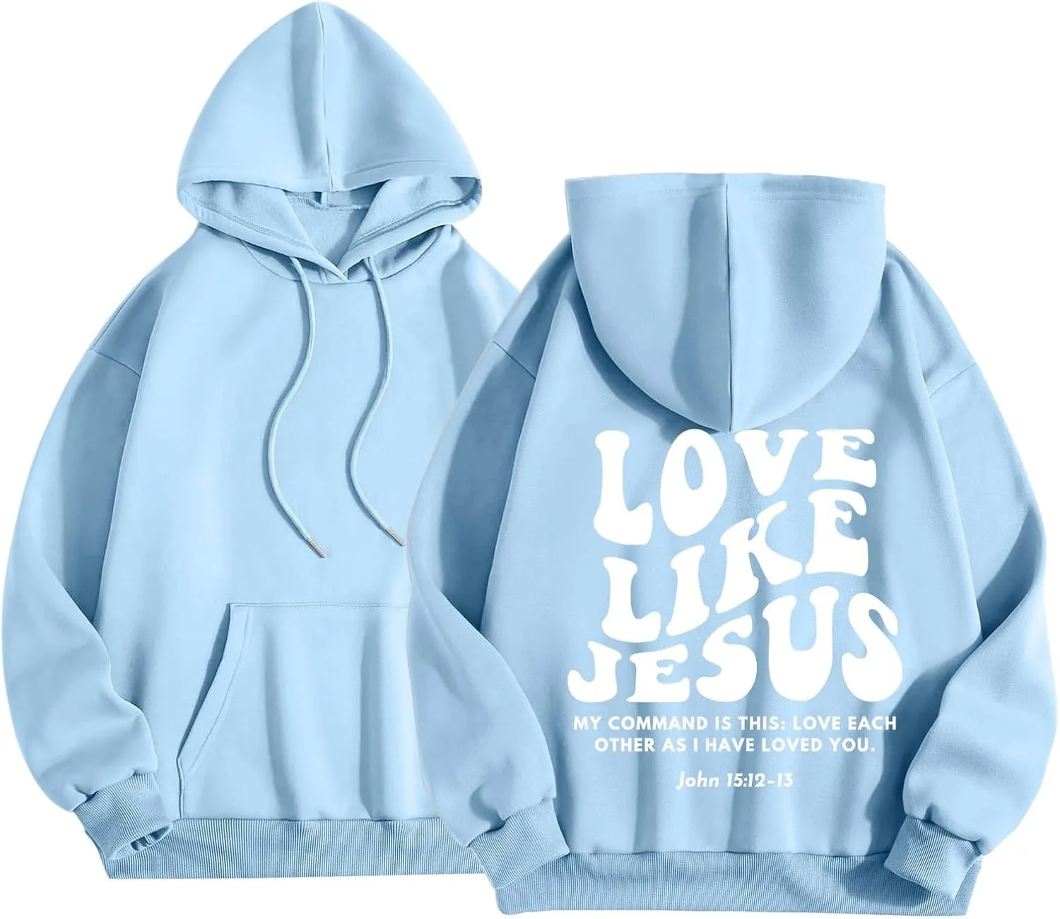 Love Like Jesus Hoodies for Men Letter Graphic Christian Faith Hoodies with Pocket Long Sleeve Drawstring Hooded Sweatshirts