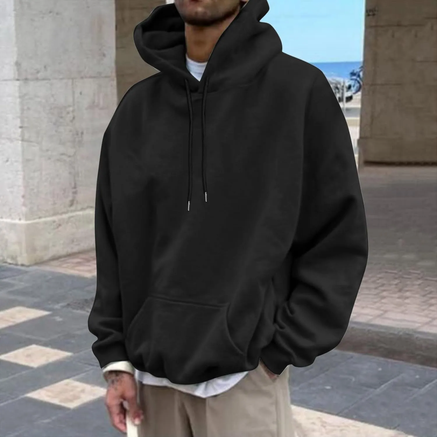 Love Like Jesus Hoodies for Men Letter Graphic Christian Faith Hoodies with Pocket Long Sleeve Drawstring Hooded Sweatshirts