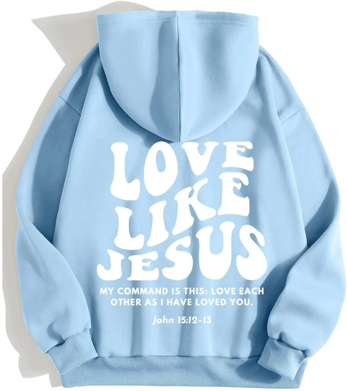 Love Like Jesus Hoodies for Men Letter Graphic Christian Faith Hoodies with Pocket Long Sleeve Drawstring Hooded Sweatshirts