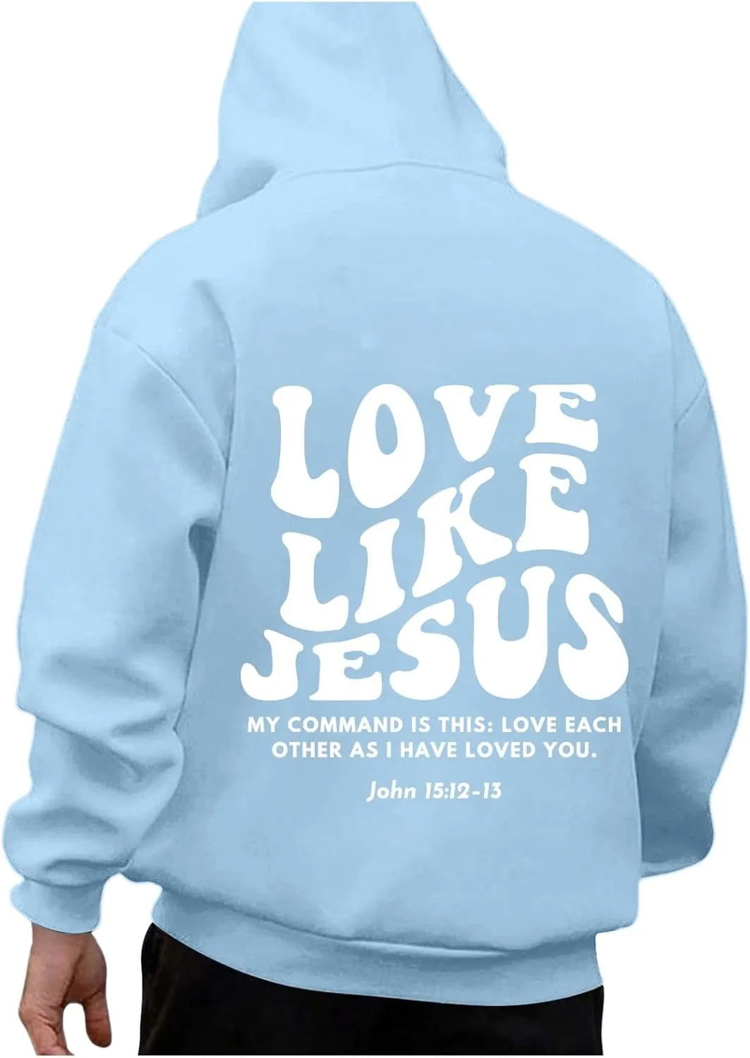 Love Like Jesus Hoodies for Men Letter Graphic Christian Faith Hoodies with Pocket Long Sleeve Drawstring Hooded Sweatshirts