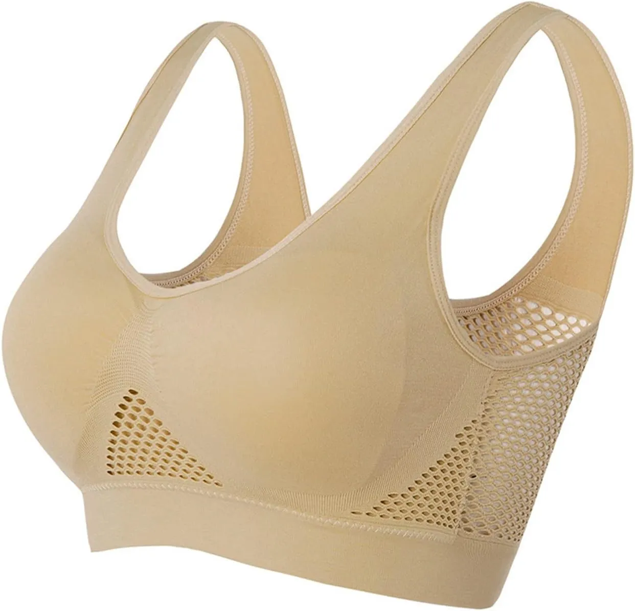 LRMQS Sports Bras for Women Plus Size Breathable Seamless Stretchy Push up Padded Bralettes Workout Yoga Gym Underwear Bra