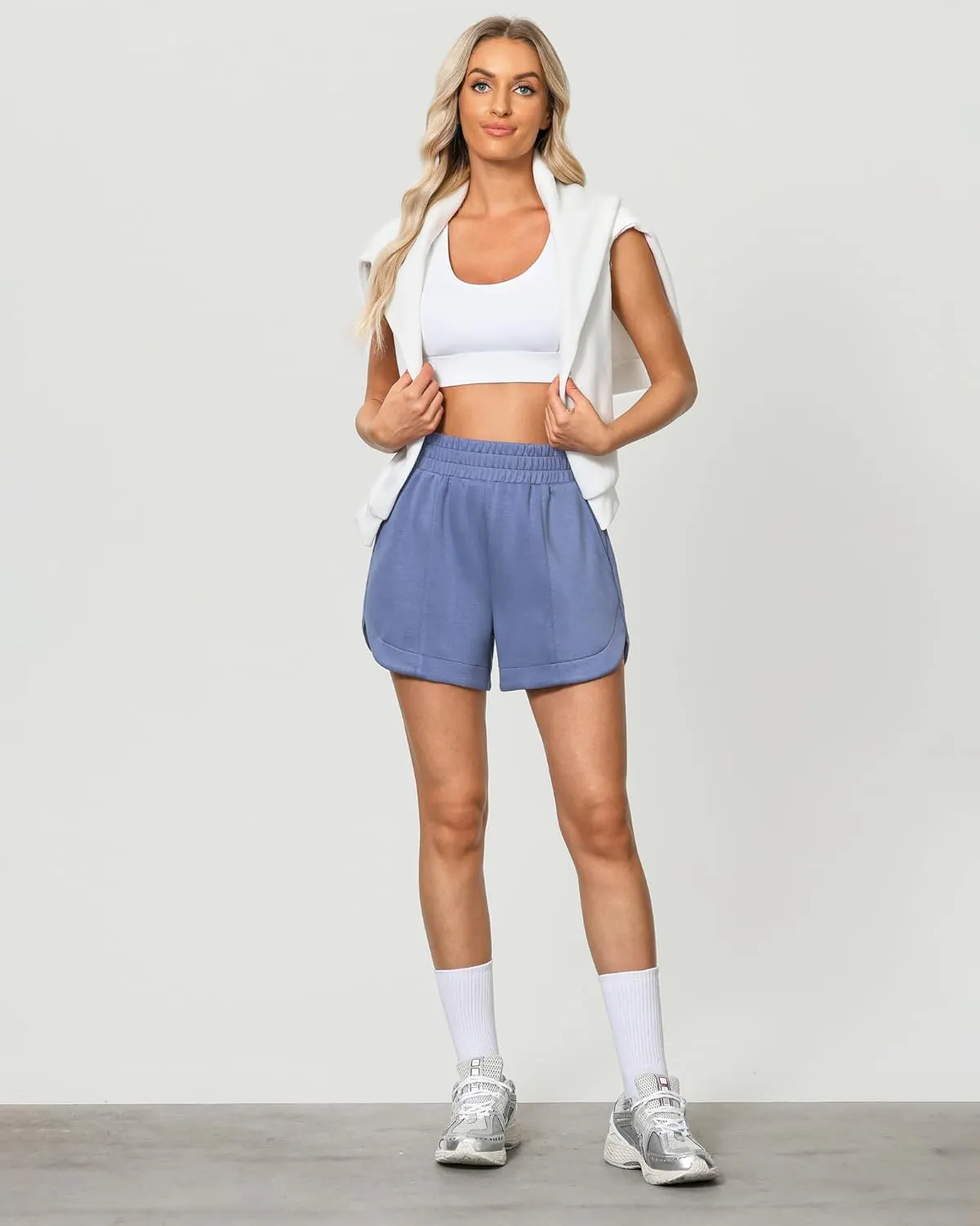 luvamia Athletic Shorts for Women High Waisted Comfy Pull On Elastic Waist Casual Lounge Summer Sweat Shorts with Pocket