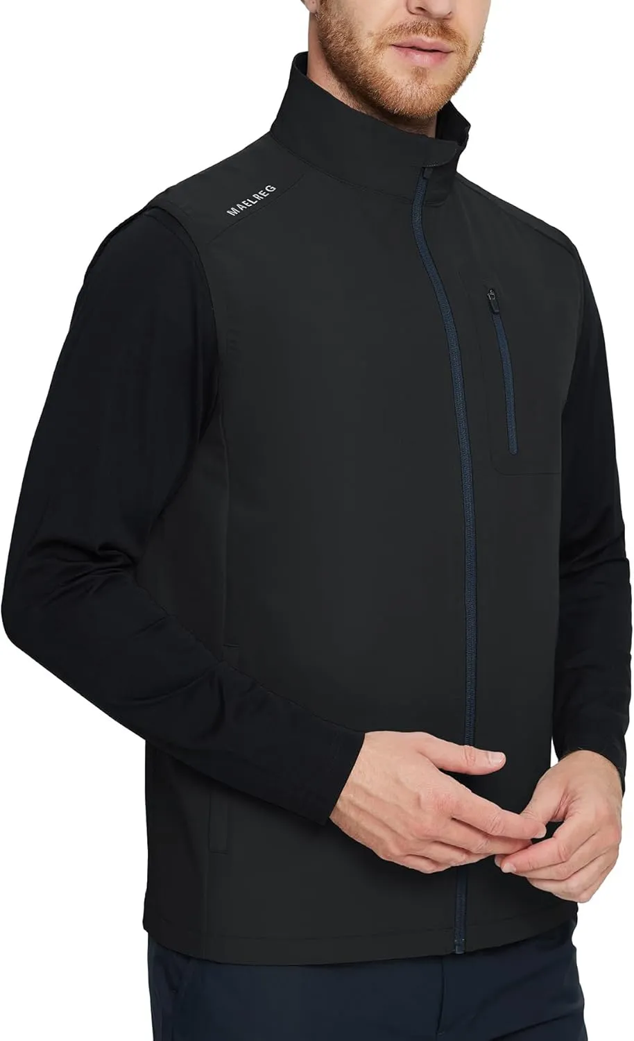 M MAELREG Mens Vests Outerwear Windproof Lightweight Softshell Vests Zip Pockets Sports Sleeveless Jacket Golf Vests for Men
