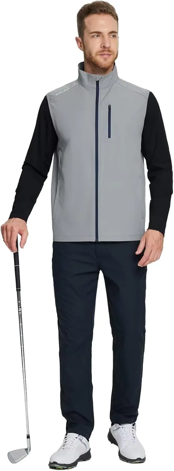 M MAELREG Mens Vests Outerwear Windproof Lightweight Softshell Vests Zip Pockets Sports Sleeveless Jacket Golf Vests for Men