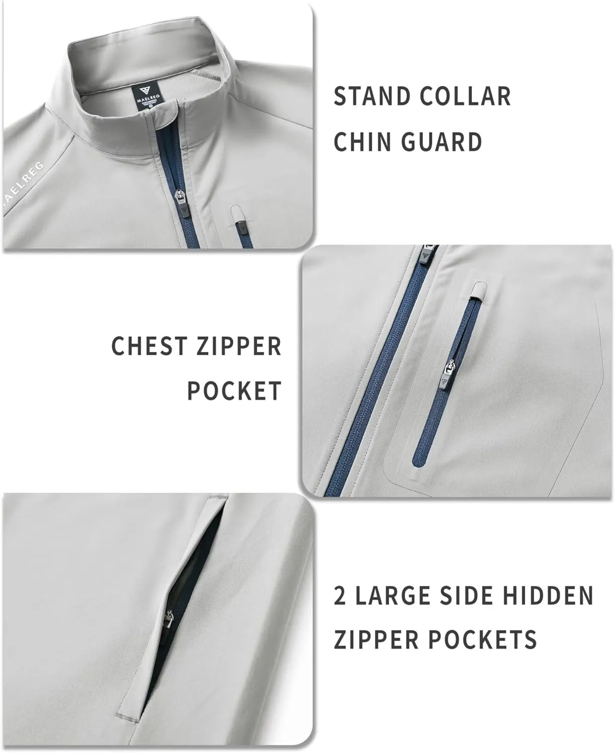 M MAELREG Mens Vests Outerwear Windproof Lightweight Softshell Vests Zip Pockets Sports Sleeveless Jacket Golf Vests for Men