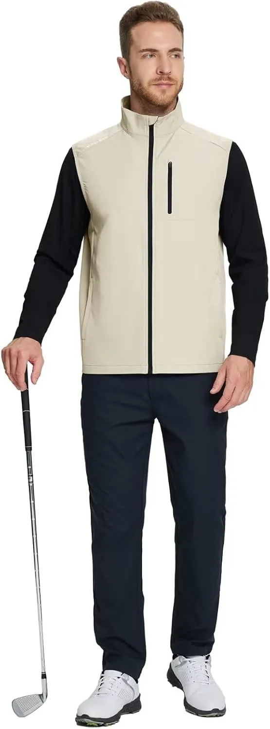 M MAELREG Mens Vests Outerwear Windproof Lightweight Softshell Vests Zip Pockets Sports Sleeveless Jacket Golf Vests for Men