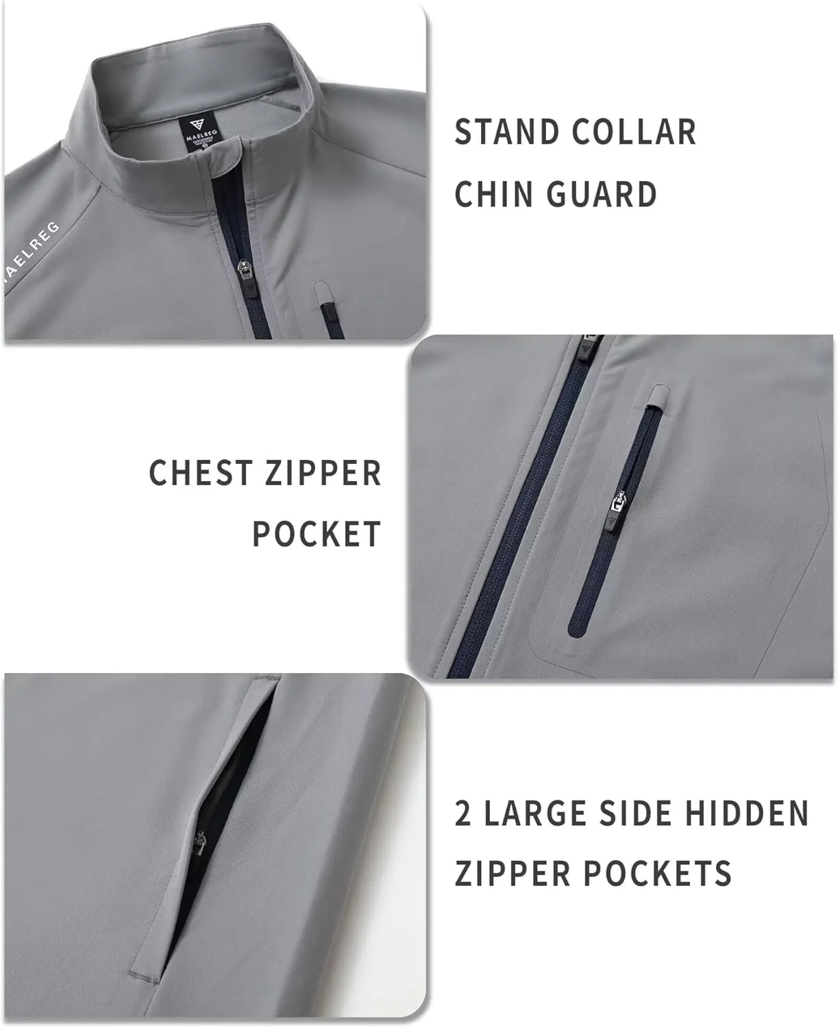 M MAELREG Mens Vests Outerwear Windproof Lightweight Softshell Vests Zip Pockets Sports Sleeveless Jacket Golf Vests for Men