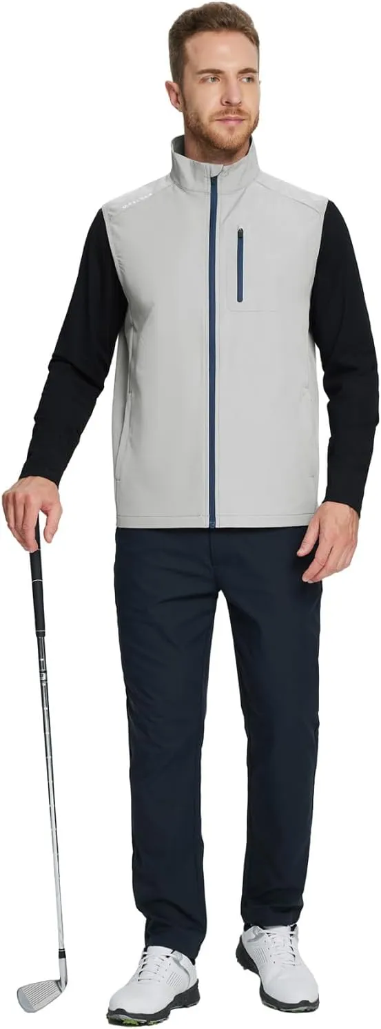 M MAELREG Mens Vests Outerwear Windproof Lightweight Softshell Vests Zip Pockets Sports Sleeveless Jacket Golf Vests for Men