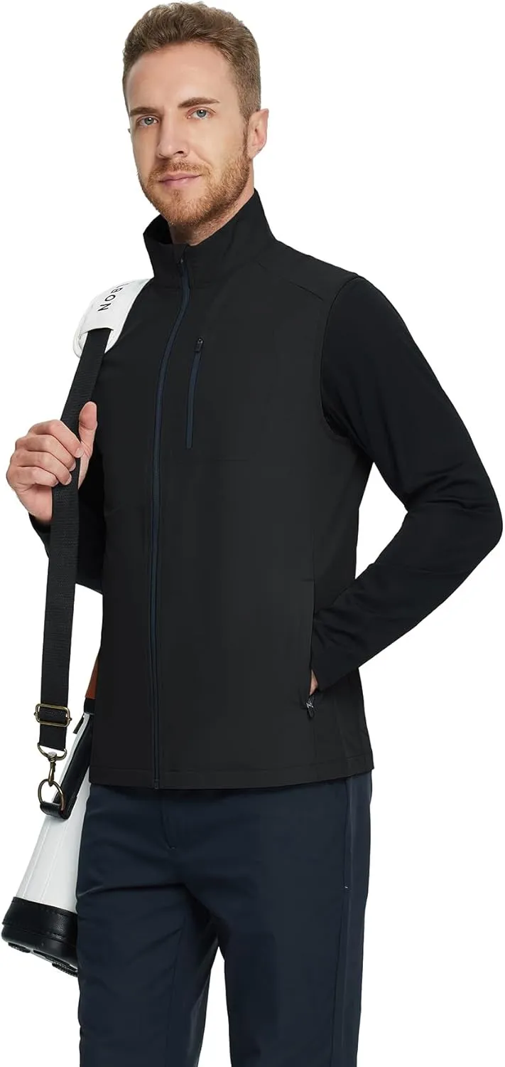 M MAELREG Mens Vests Outerwear Windproof Lightweight Softshell Vests Zip Pockets Sports Sleeveless Jacket Golf Vests for Men