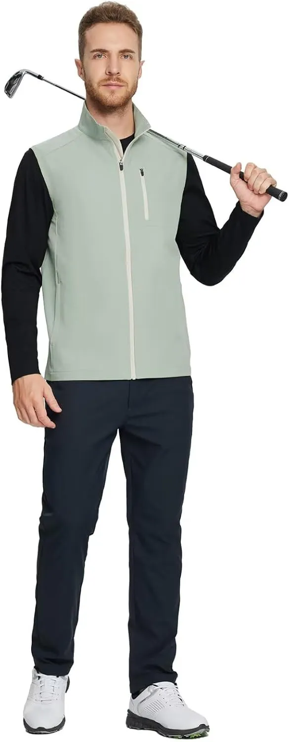 M MAELREG Mens Vests Outerwear Windproof Lightweight Softshell Vests Zip Pockets Sports Sleeveless Jacket Golf Vests for Men