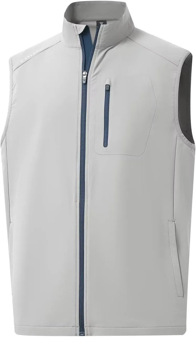 M MAELREG Mens Vests Outerwear Windproof Lightweight Softshell Vests Zip Pockets Sports Sleeveless Jacket Golf Vests for Men