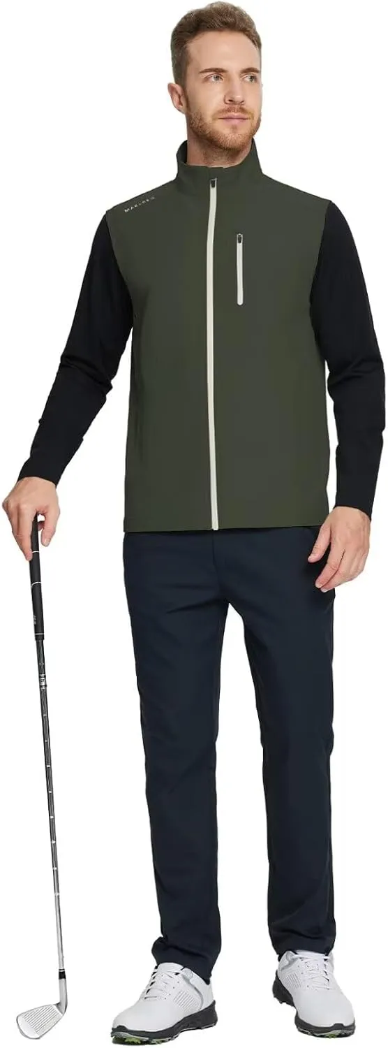 M MAELREG Mens Vests Outerwear Windproof Lightweight Softshell Vests Zip Pockets Sports Sleeveless Jacket Golf Vests for Men