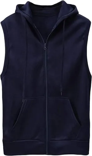 Maiyifu-GJ Zip Up Hoodie Tank Tops for Men Slim Fit Sleeveless Workout Hooded Shirt Casual Lightweight Zipper Hoodies Vests