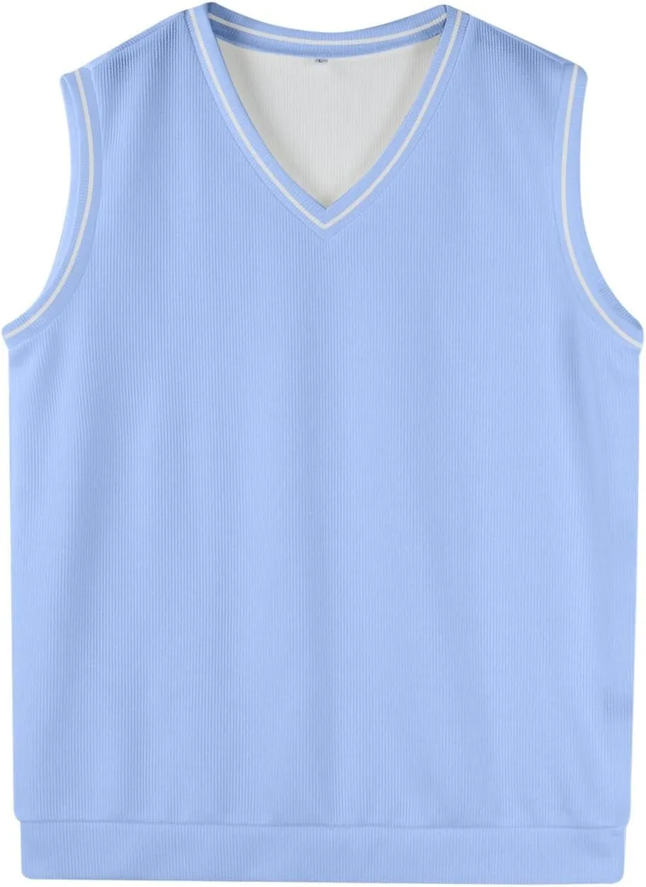 Mens 2025 Vest V Neck Sleeveless Knit Pullover Sweater Vest Casual Business Work Slim Fit Lightweight Coat Tops