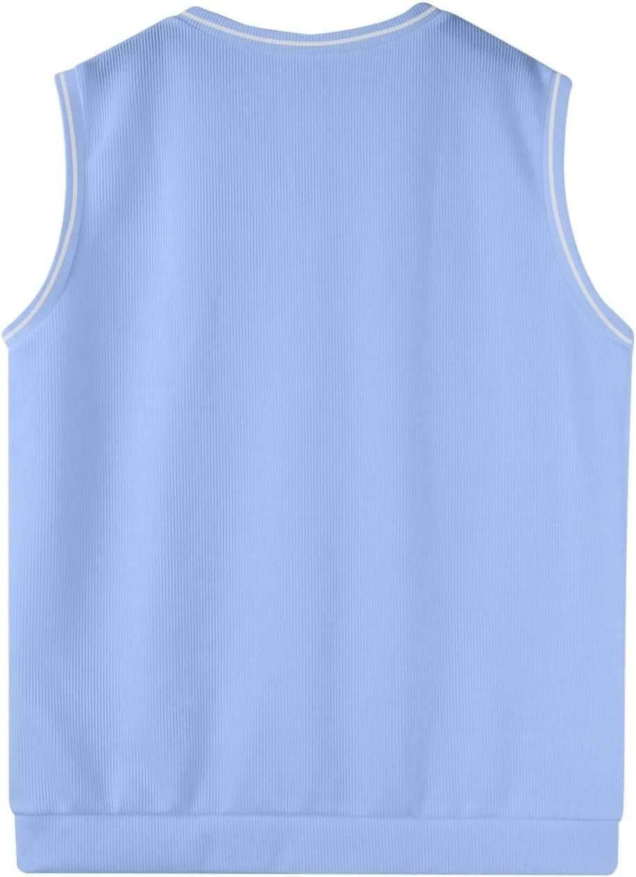 Mens 2025 Vest V Neck Sleeveless Knit Pullover Sweater Vest Casual Business Work Slim Fit Lightweight Coat Tops